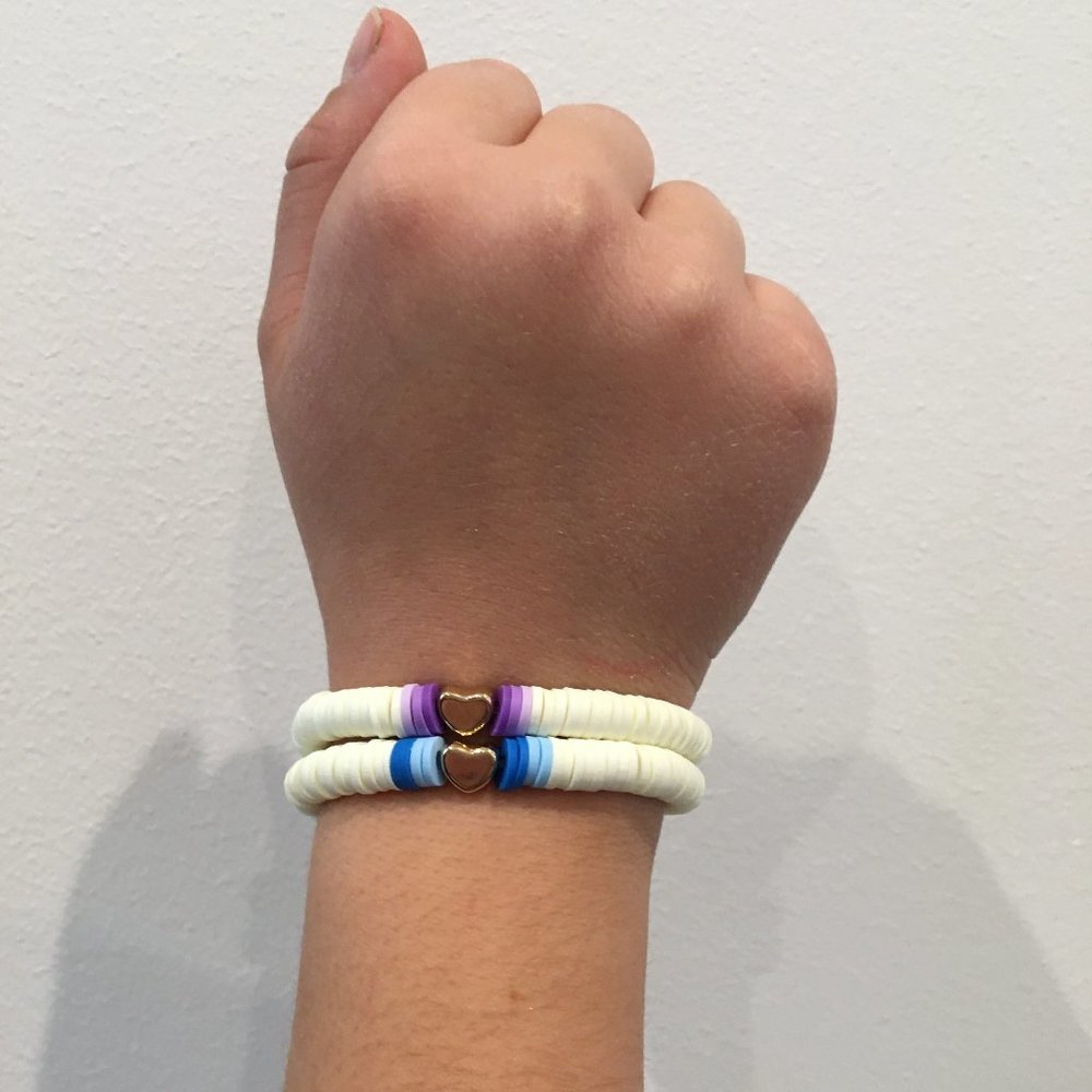 Purple, Blue, and White Heart Set
